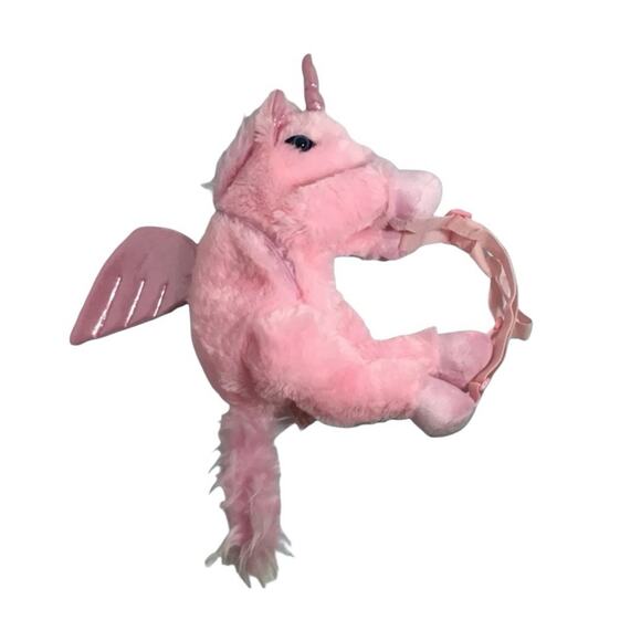Funzone Unicorn Backpack Pegasus Pink Stuffed Plush 19” Sparkly Bag Glitter NWT - Picture 1 of 7